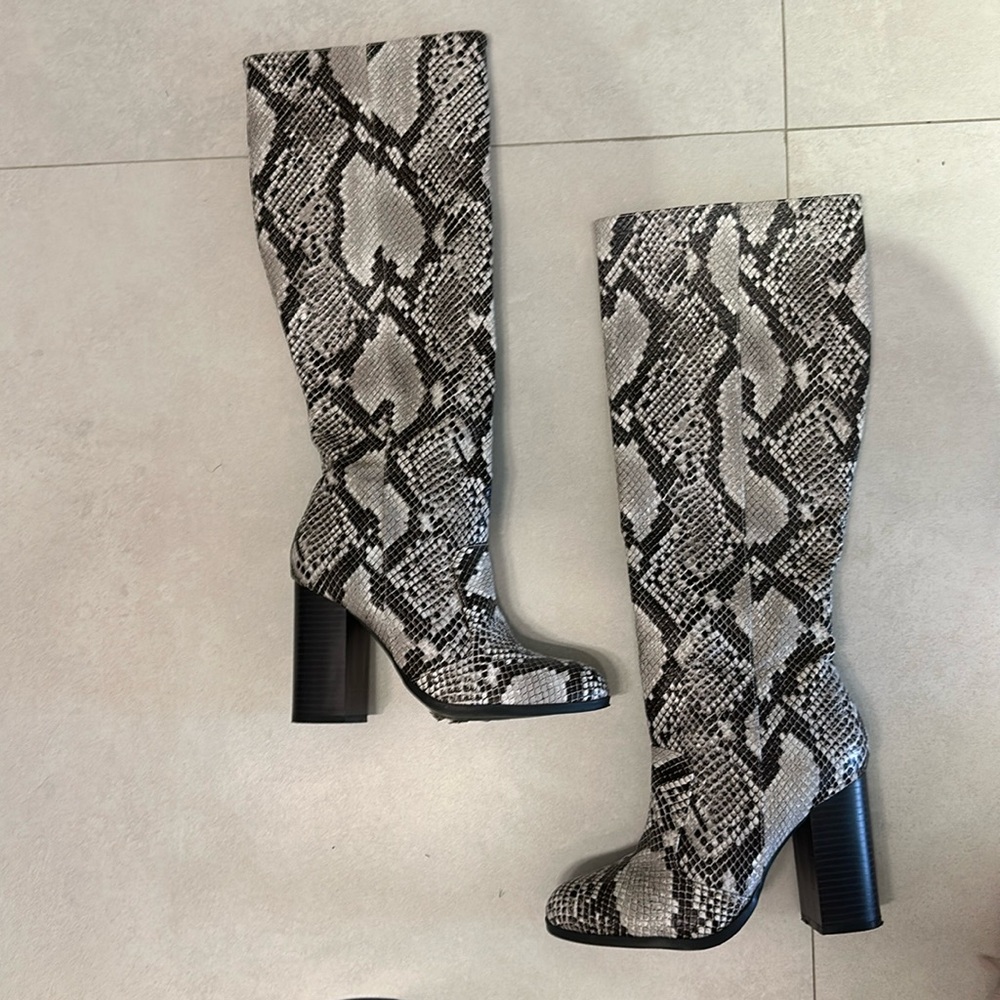 Faux snakeskin boots